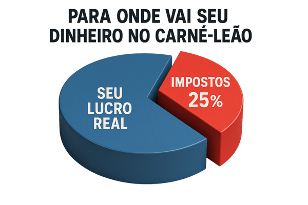 Gráfico mostrando a alta porcentagem de impostos pagos por dentistas no Carnê-Leão.