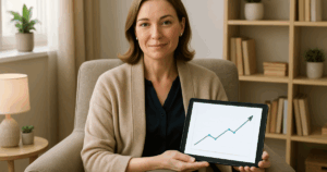 Psicólogo em seu consultório em SP, controlando suas finanças com a ajuda de uma contabilidade especializada.